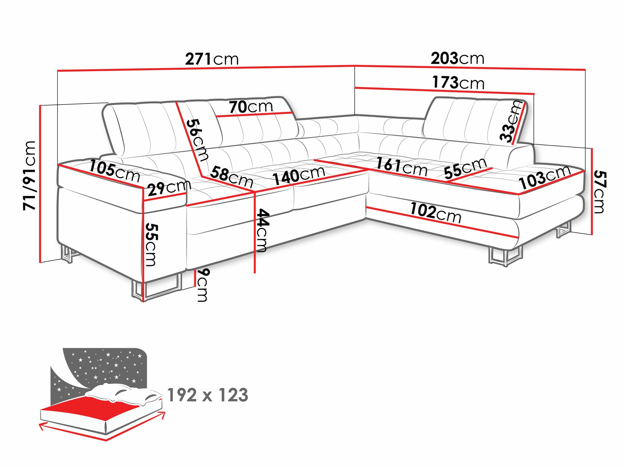 Ugaona sofa Comfivo 232 (Fresh 11)
