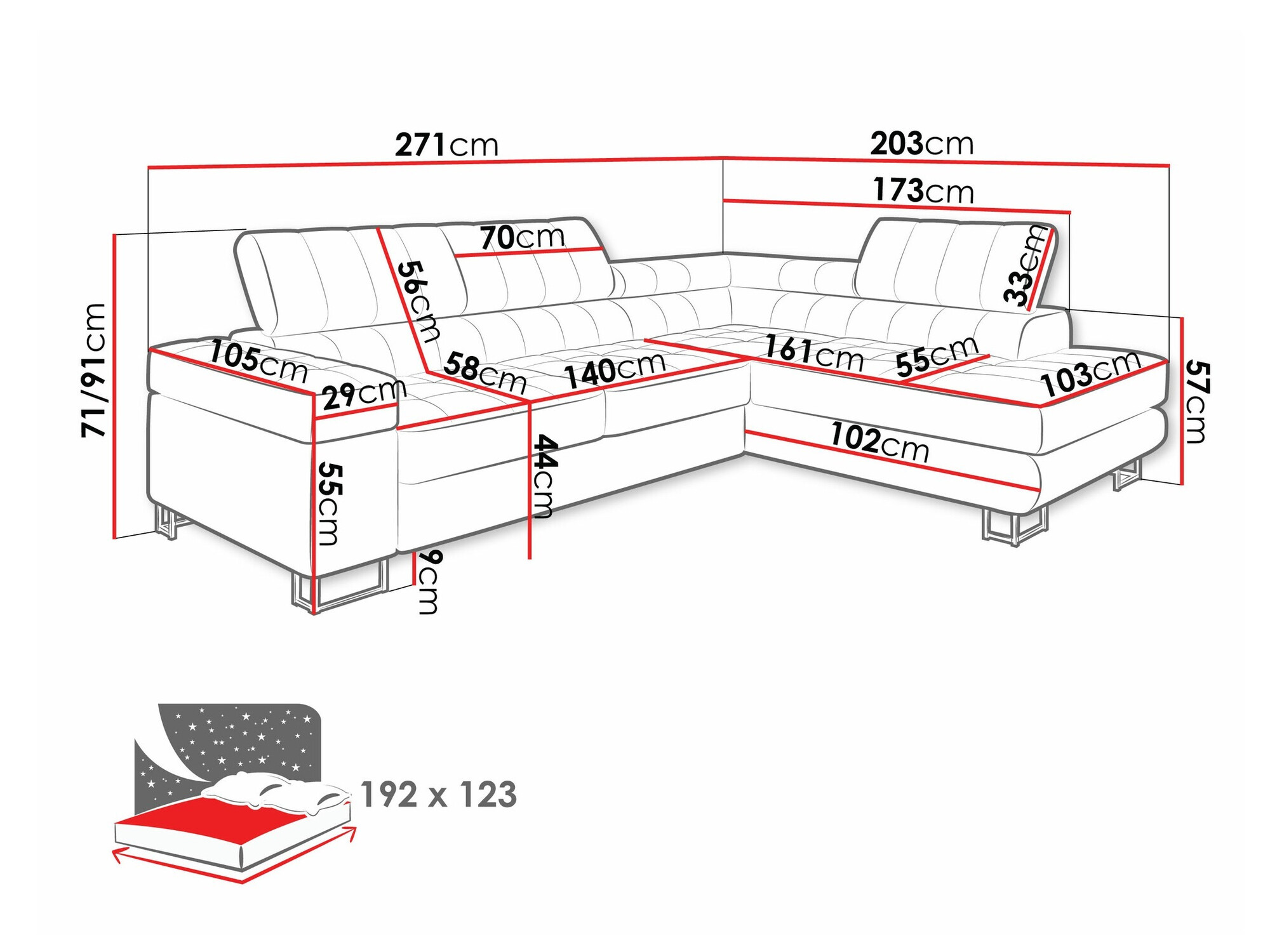 Ugaona sofa Comfivo 232 (Magic Velvet 2217)