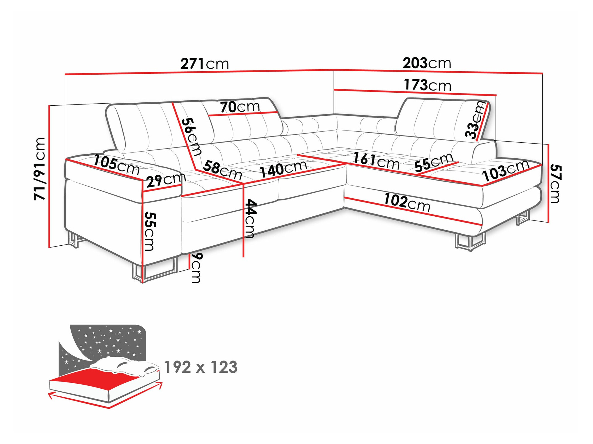 Ugaona sofa Comfivo 232 (Magic Velvet 2217)