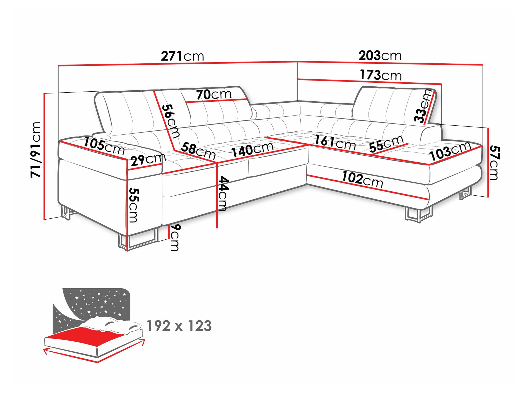 Ugaona sofa Comfivo 232 (Matana 17)