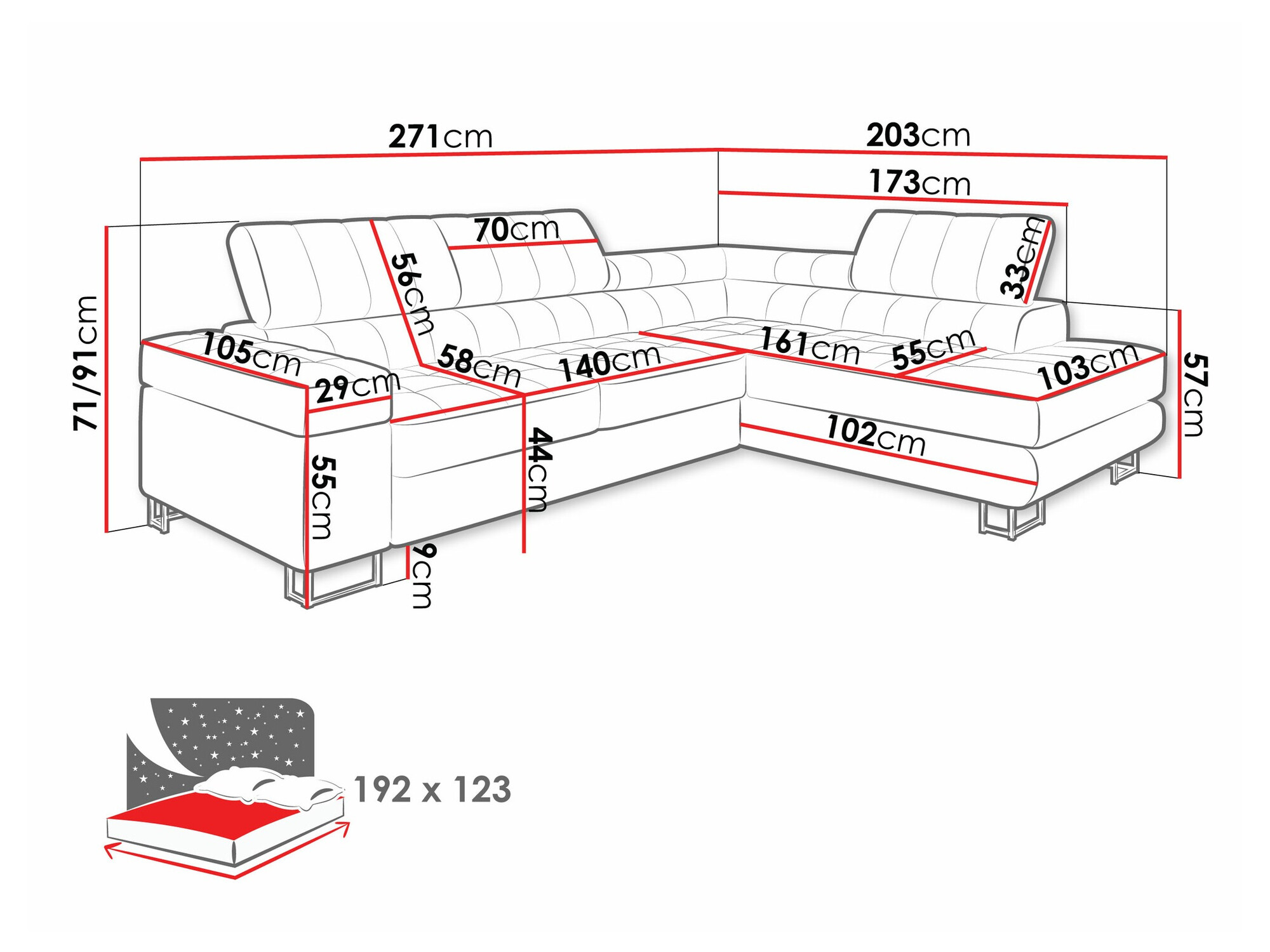 Ugaona sofa Comfivo 232 (Matana 17)