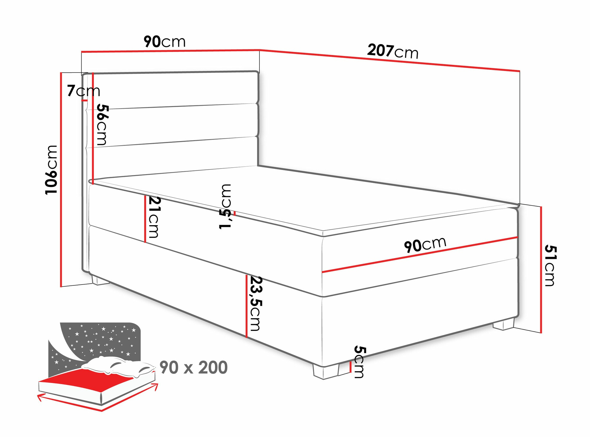 Boxspring krevet Sanford 104 (Manila 02)