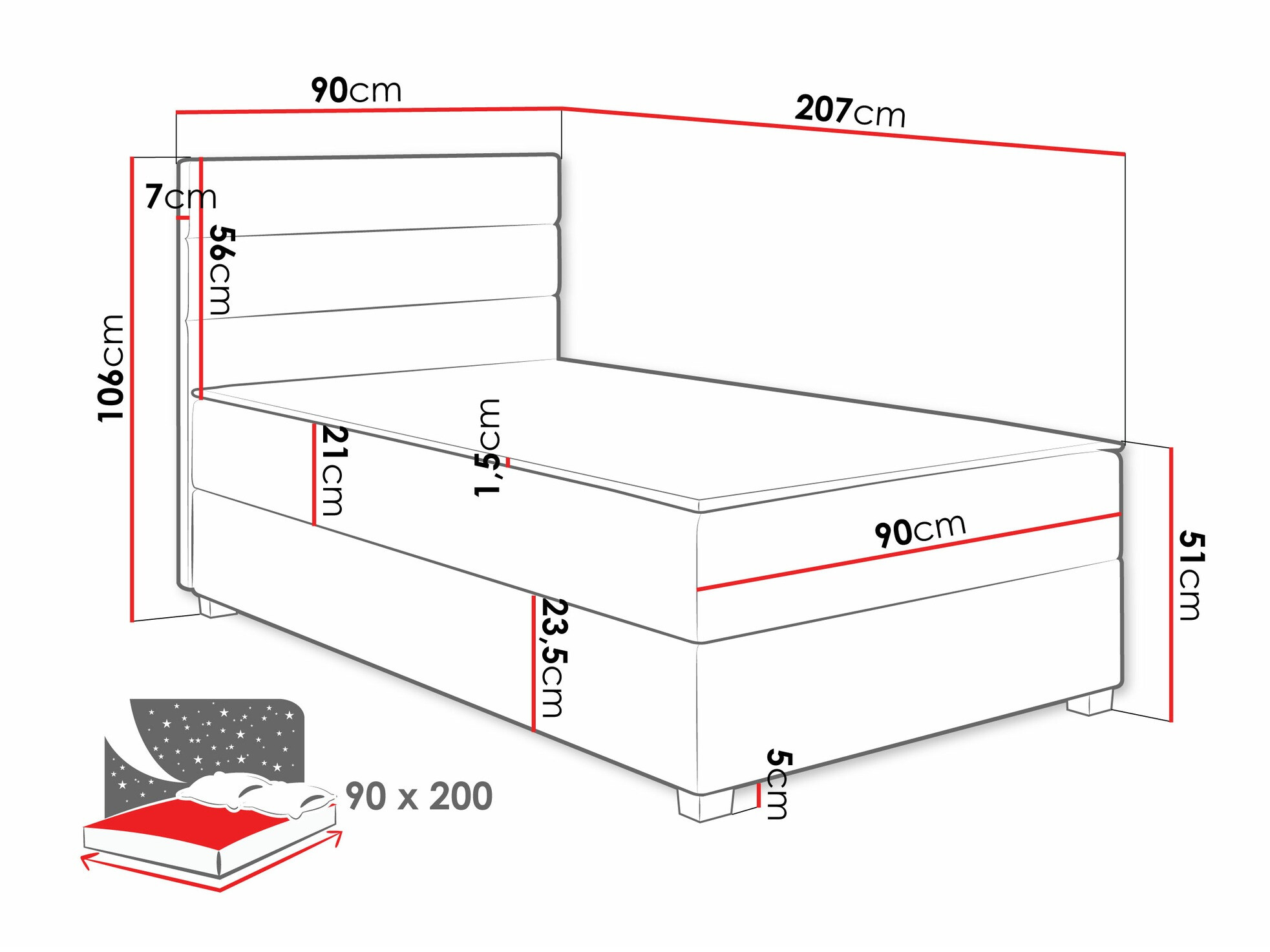 Boxspring krevet Sanford 104 (Manila 09)
