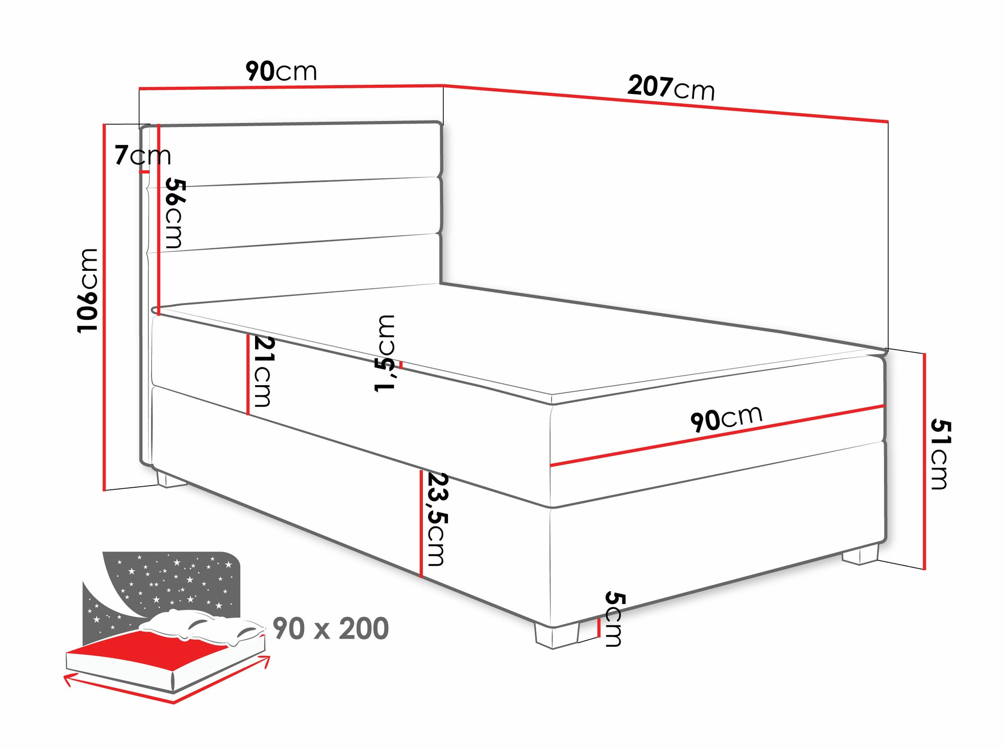 Boxspring krevet Sanford 104 (Manila 14)
