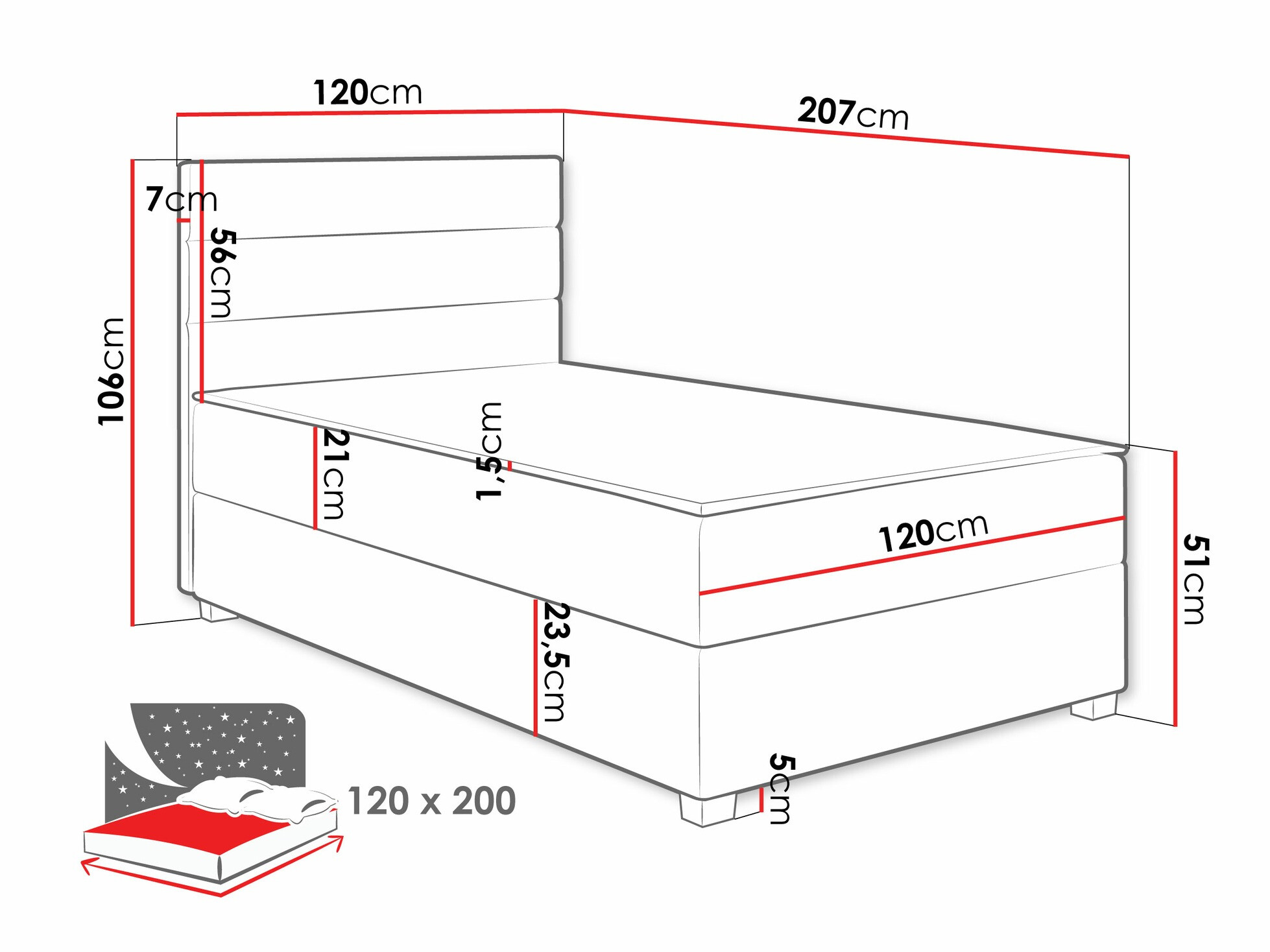Boxspring krevet Sanford 104 (Manila 14)