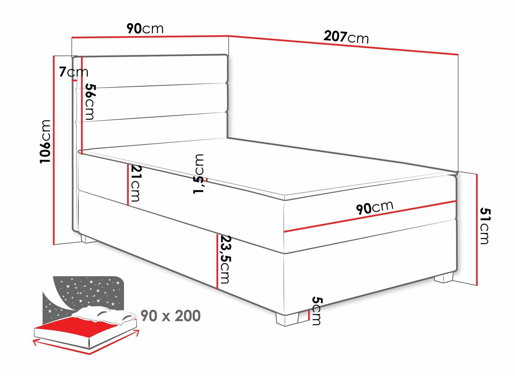 Boxspring krevet Sanford 104 (Manila 26)
