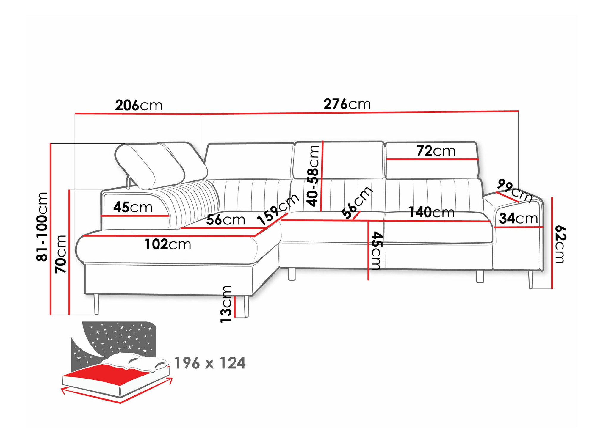 Ugaona sofa Comfivo 446 (Coral 45)