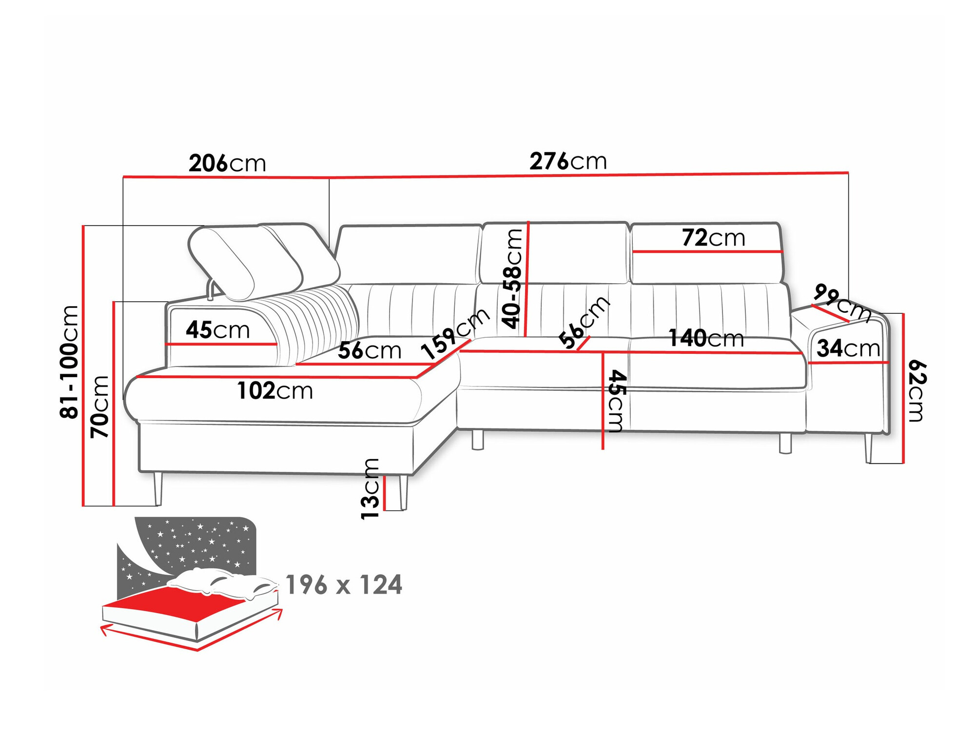 Ugaona sofa Comfivo 446 (Coral 65)