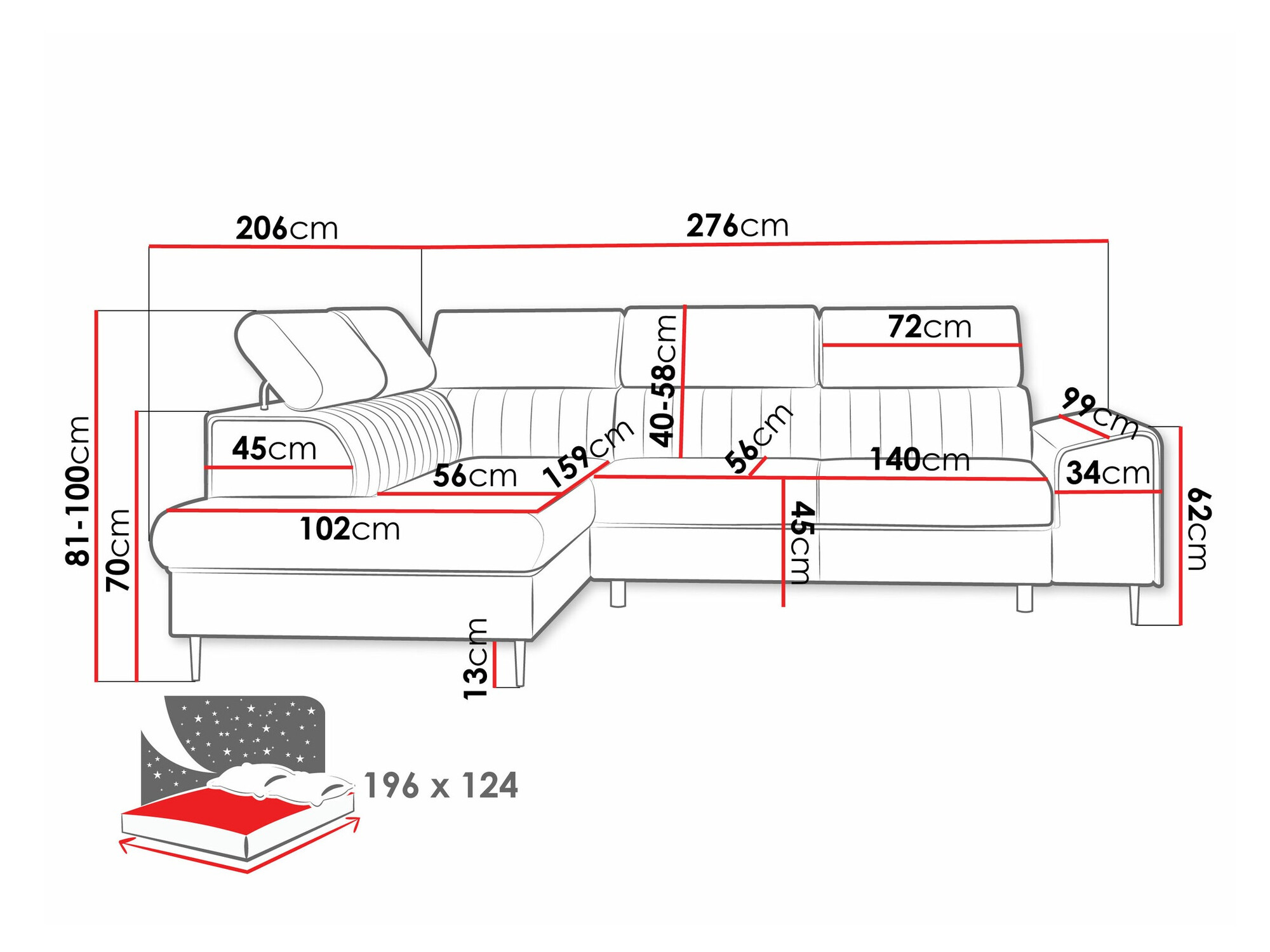 Ugaona sofa Comfivo 446 (Coral 75)
