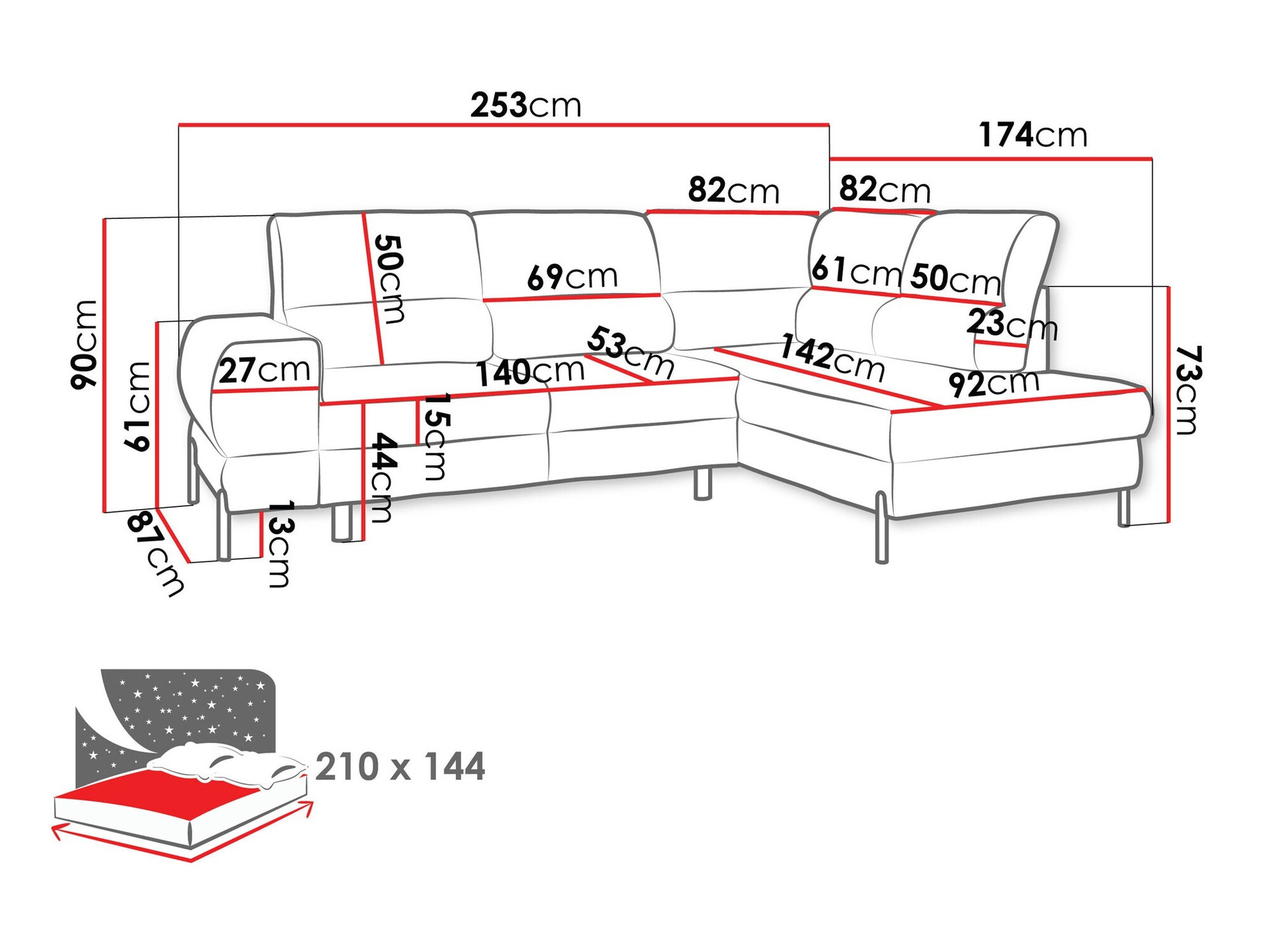Ugaona sofa Sanford 105 (Velo 621)