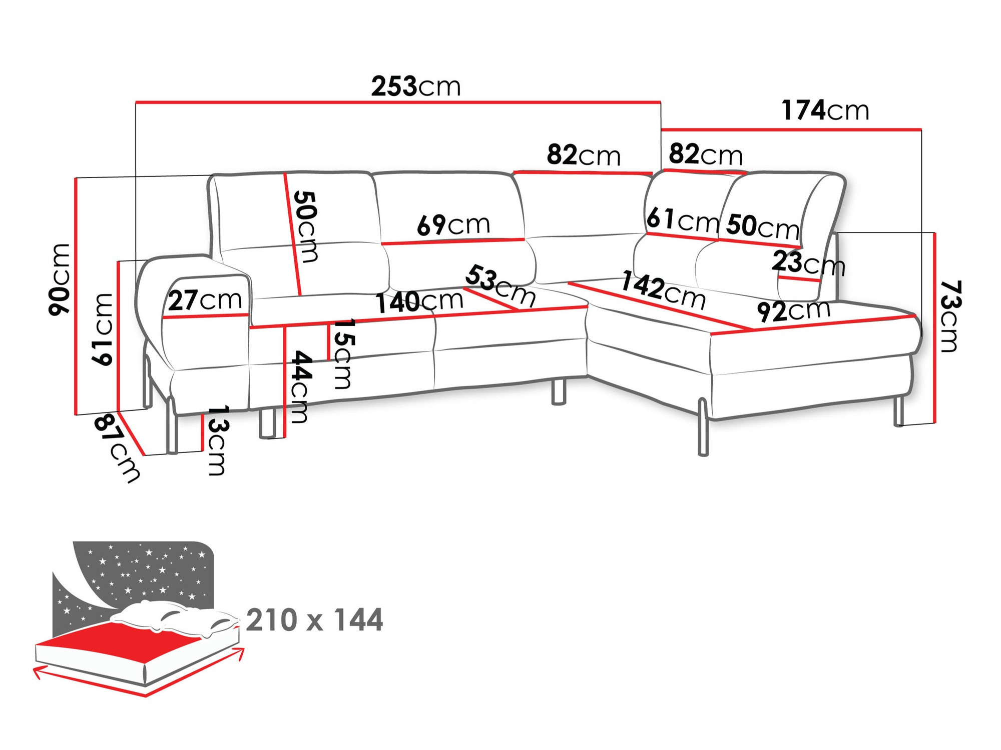 Ugaona sofa Sanford 105 (Velo 621)