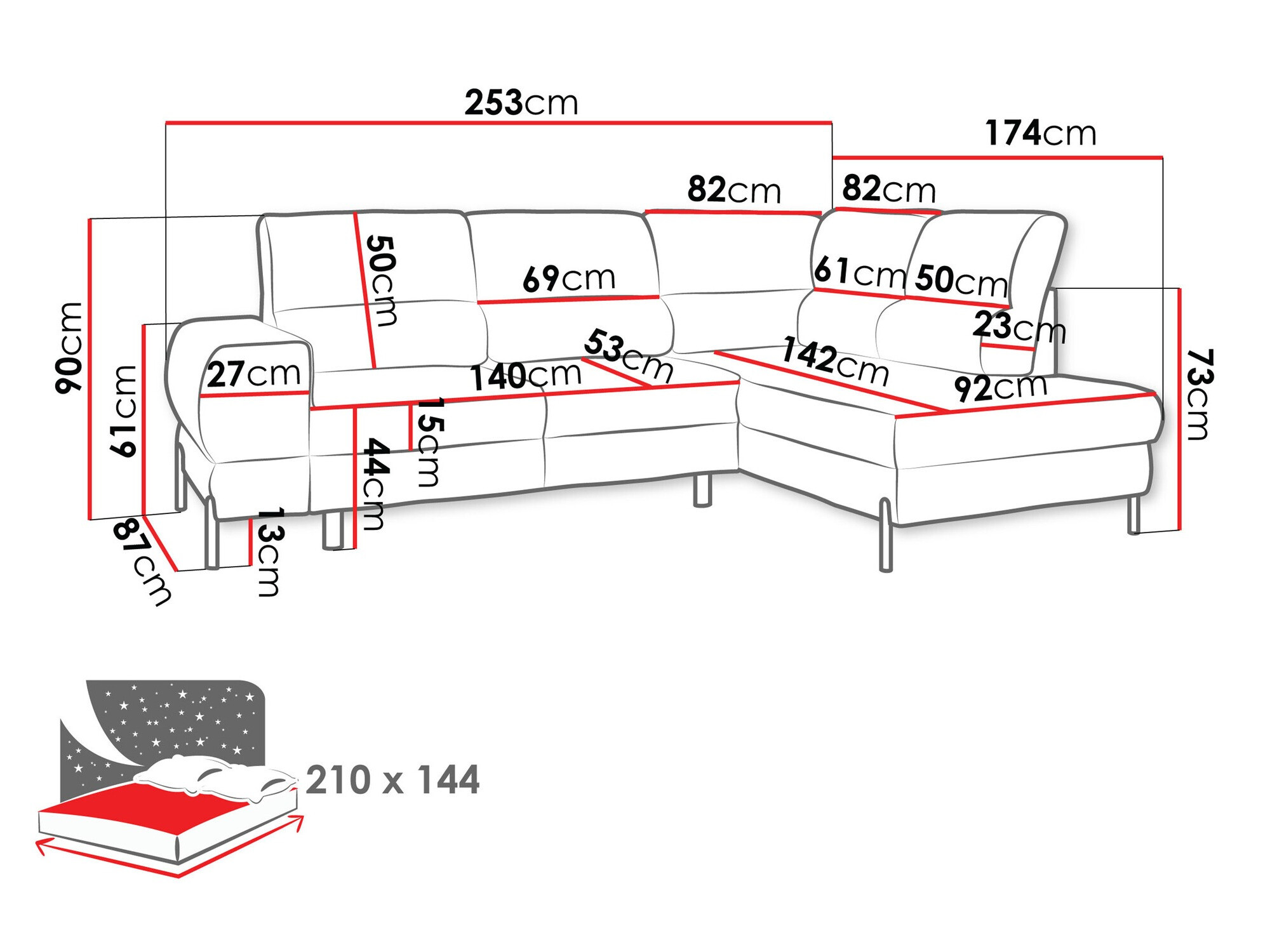Ugaona sofa Sanford 105 (Velo 623)