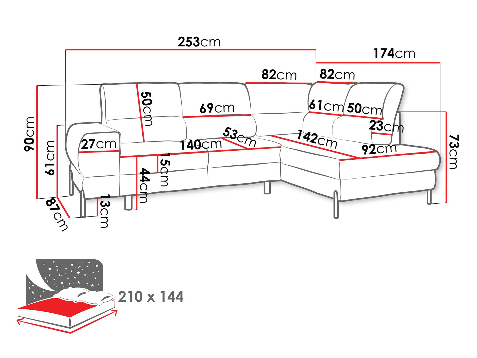 Ugaona sofa Sanford 105 (Velo 635)
