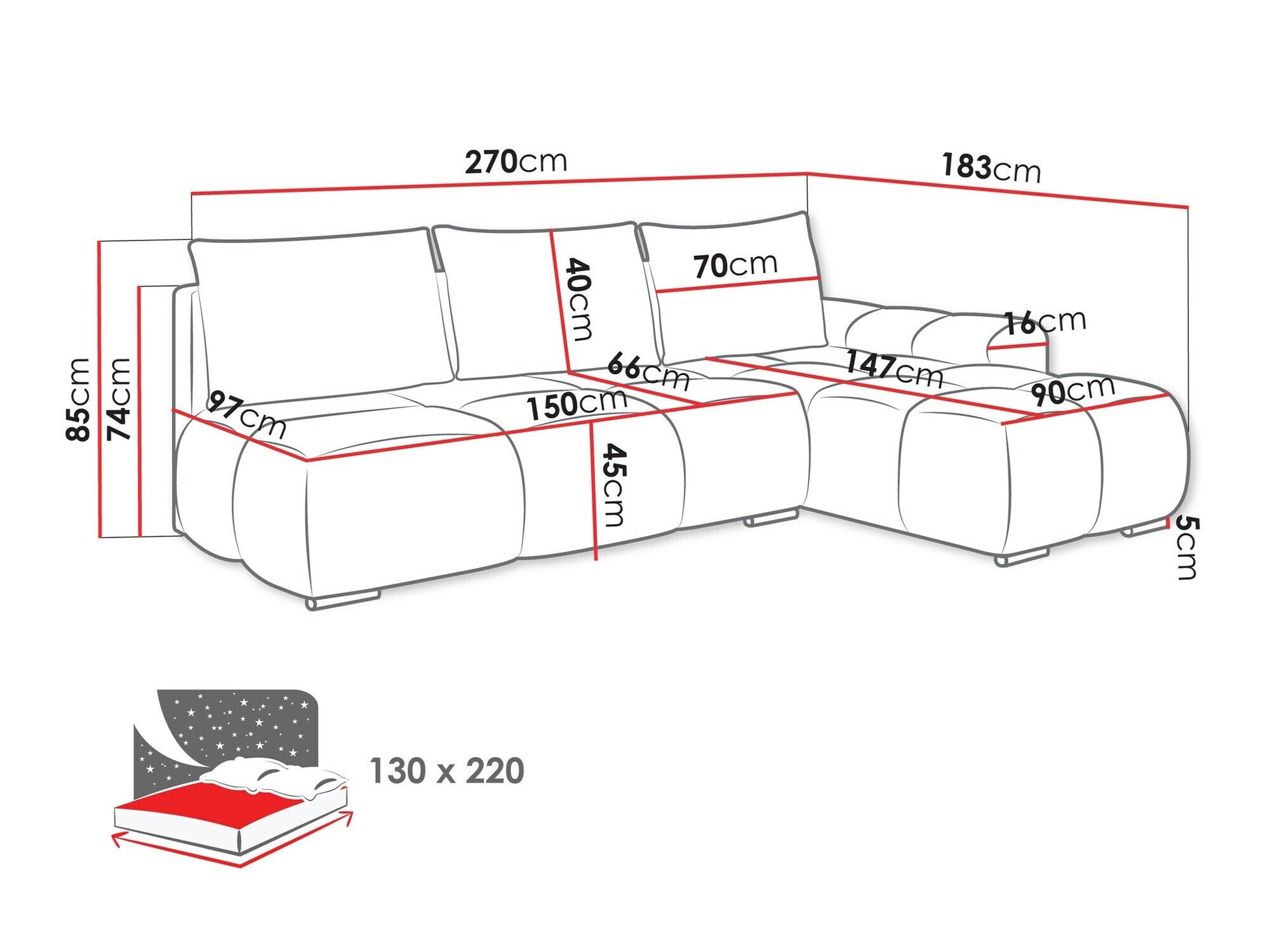 Ugaona sofa Camden 106 (Velo 621)