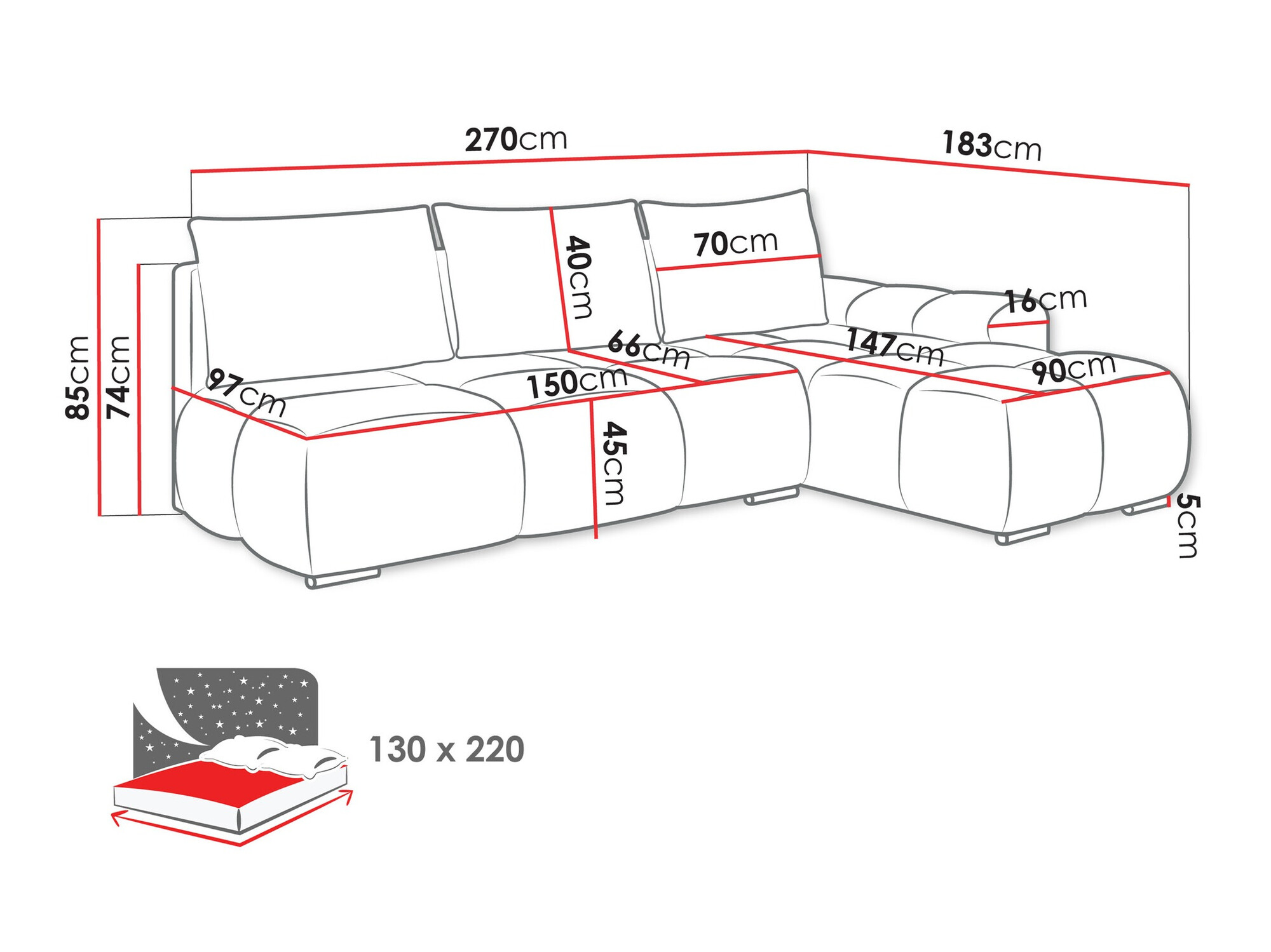 Ugaona sofa Camden 106 (Velo 626)