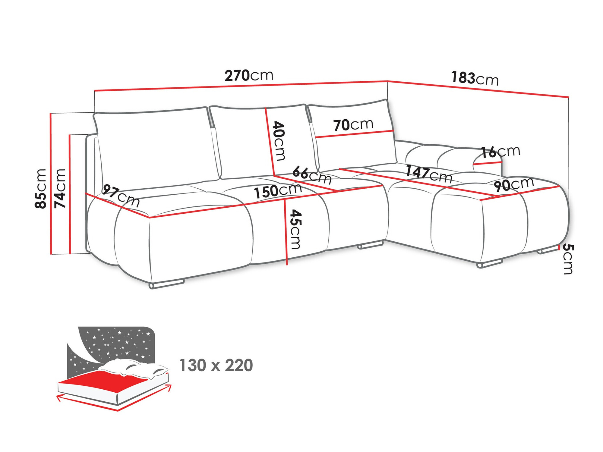 Ugaona sofa Camden 106 (Velo 635)