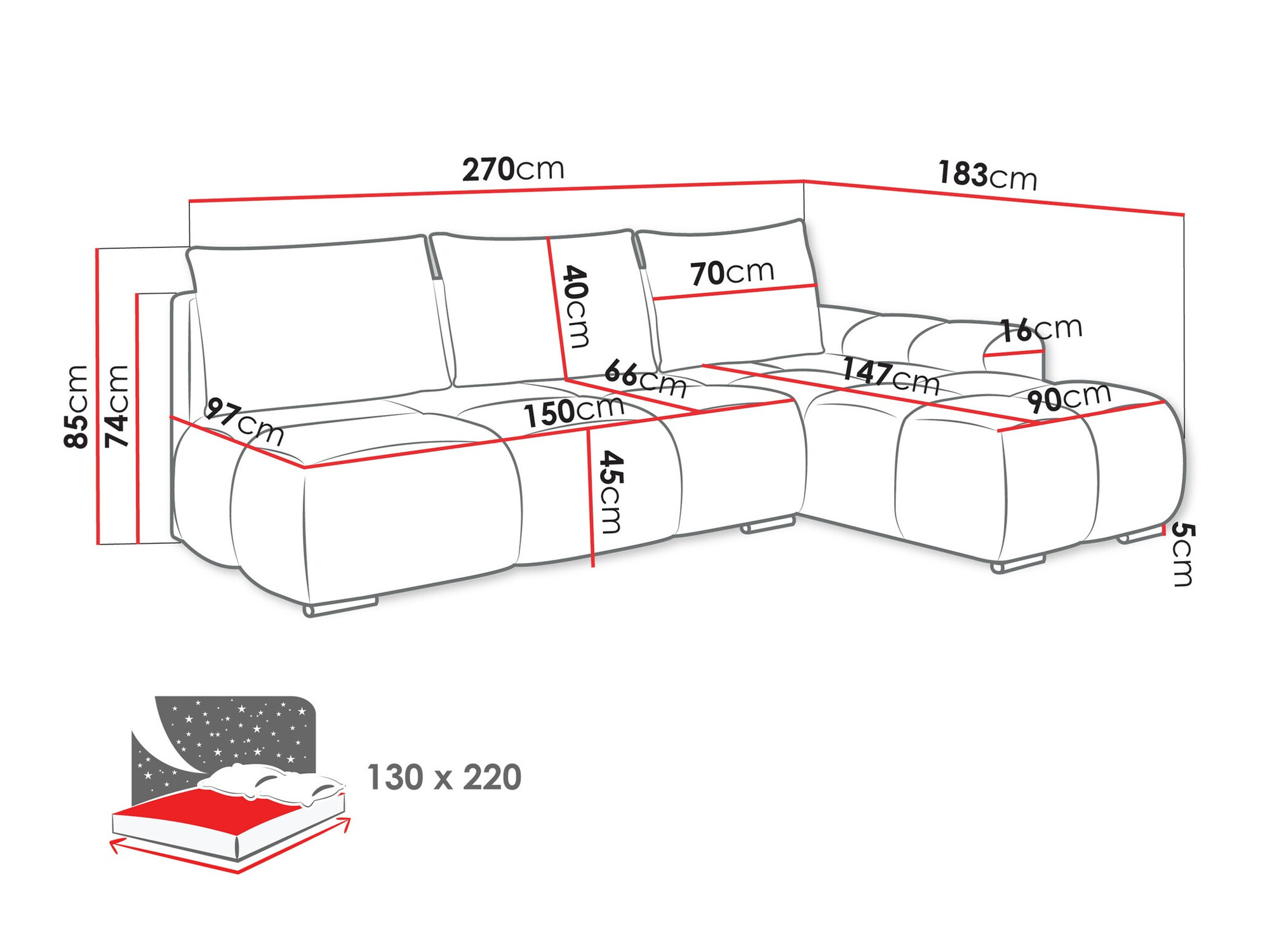 Ugaona sofa Camden 106 (Velo 636)