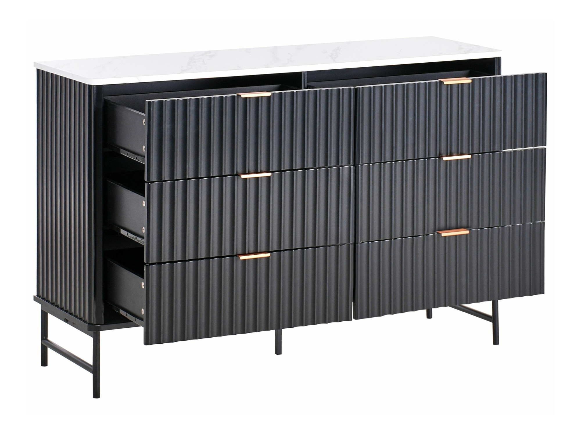 Komoda Berwyn 2576 (Crno + Beli mermer)