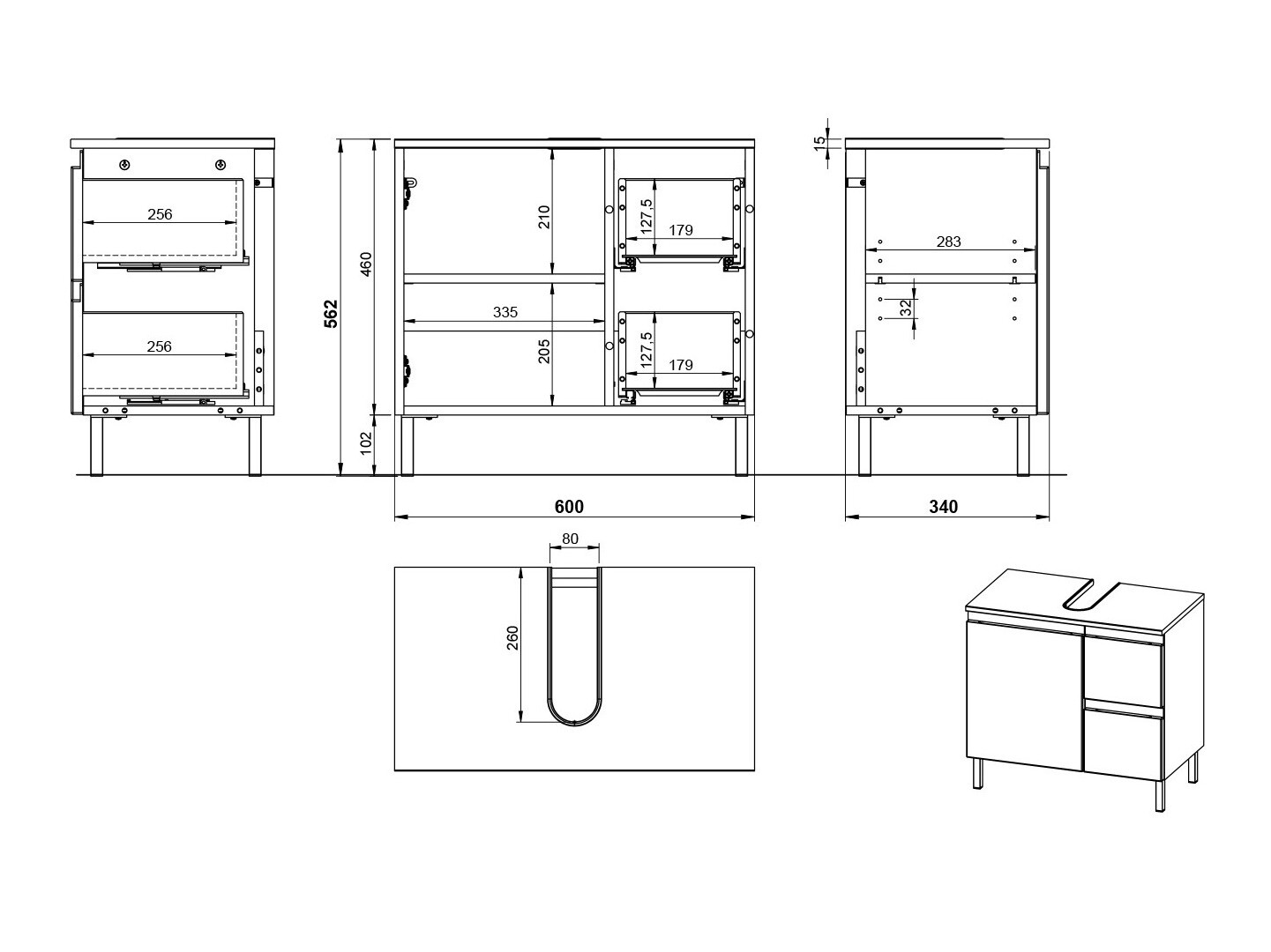 Samostojeći ormarić sa umivaonikom Talmira 103 (Kašmir)