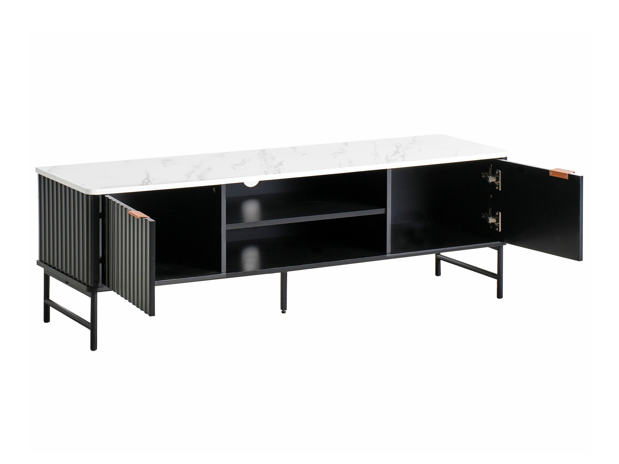 TV komoda Berwyn 2575 (Crno + Beli mermer)