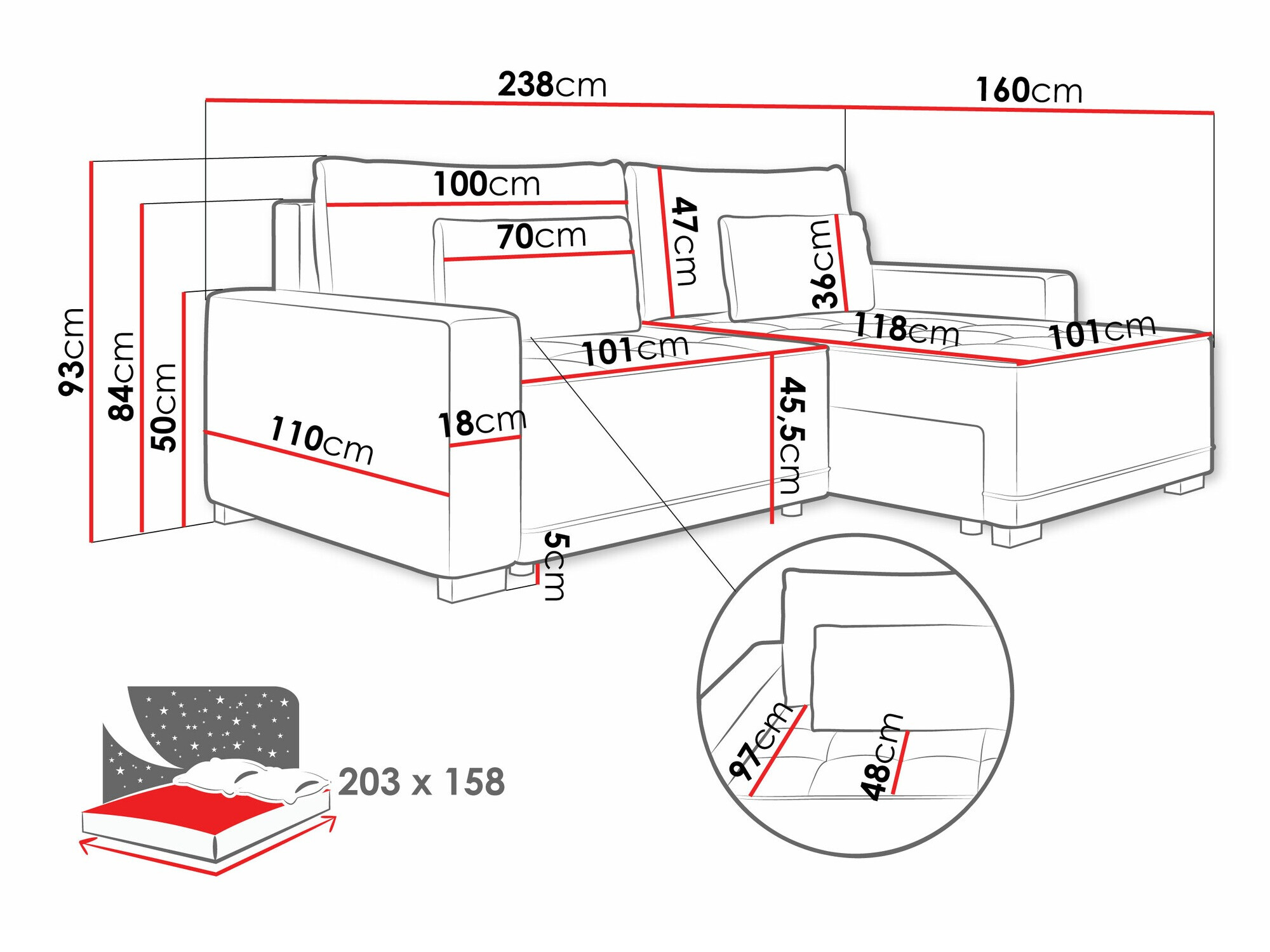 Ugaona sofa Sanford 106 (Kronos 22)