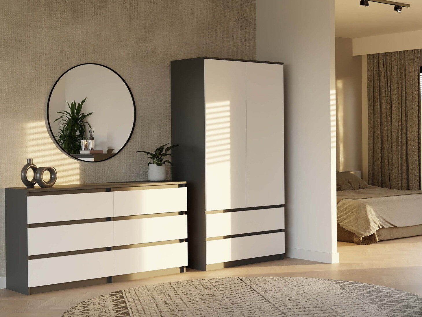 Komoda Elbvelu 102 (Antricit (ugalj) + Belo)