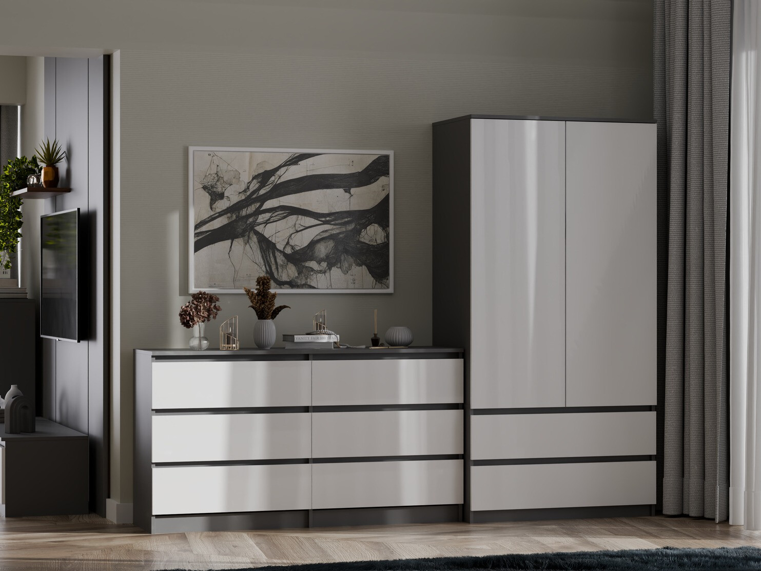 Komoda Elbvelu 102 (Antricit (ugalj) + Belo)