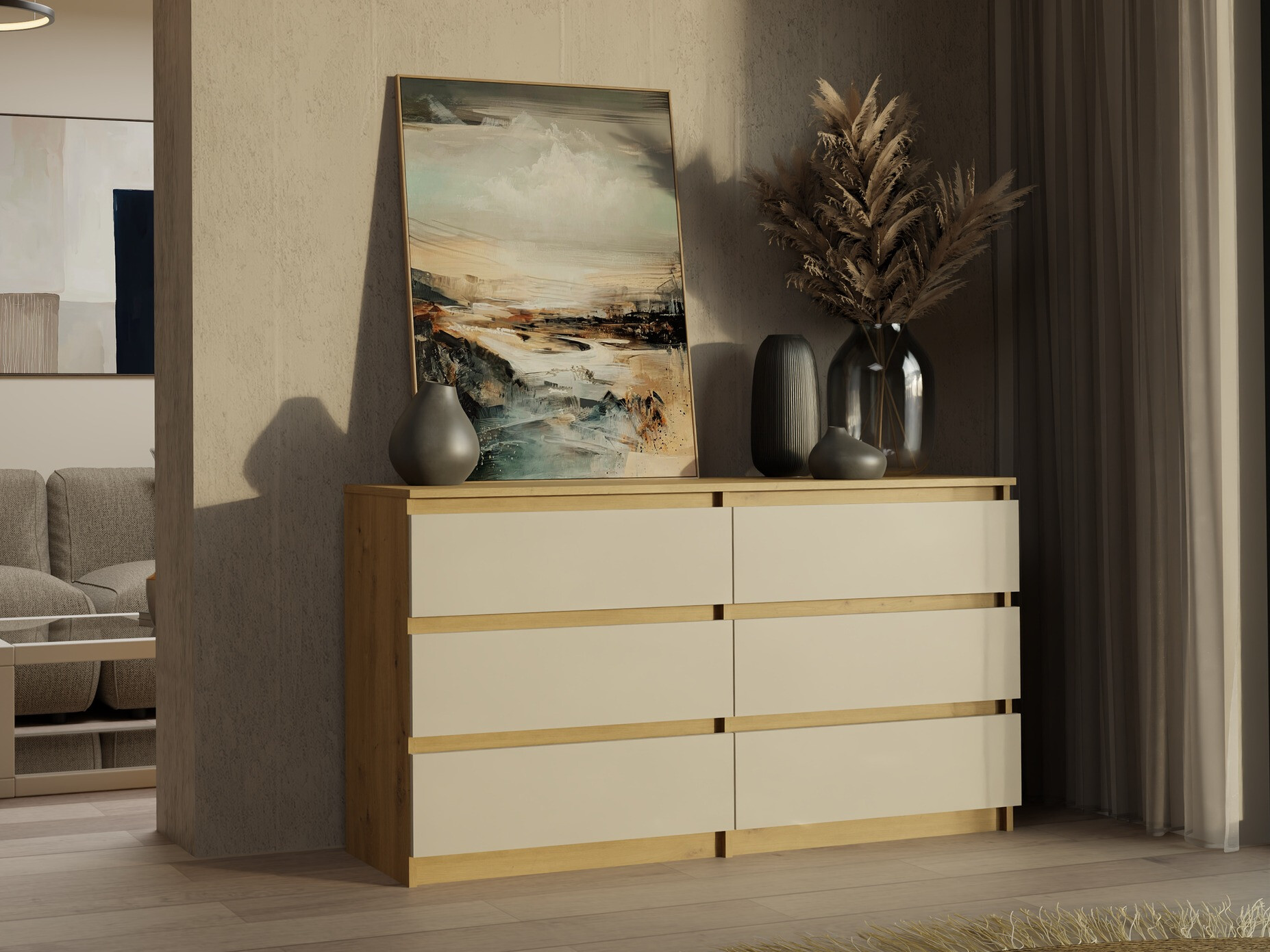 Komoda Elbvelu 102 (Zanatski hrast + Kašmir)