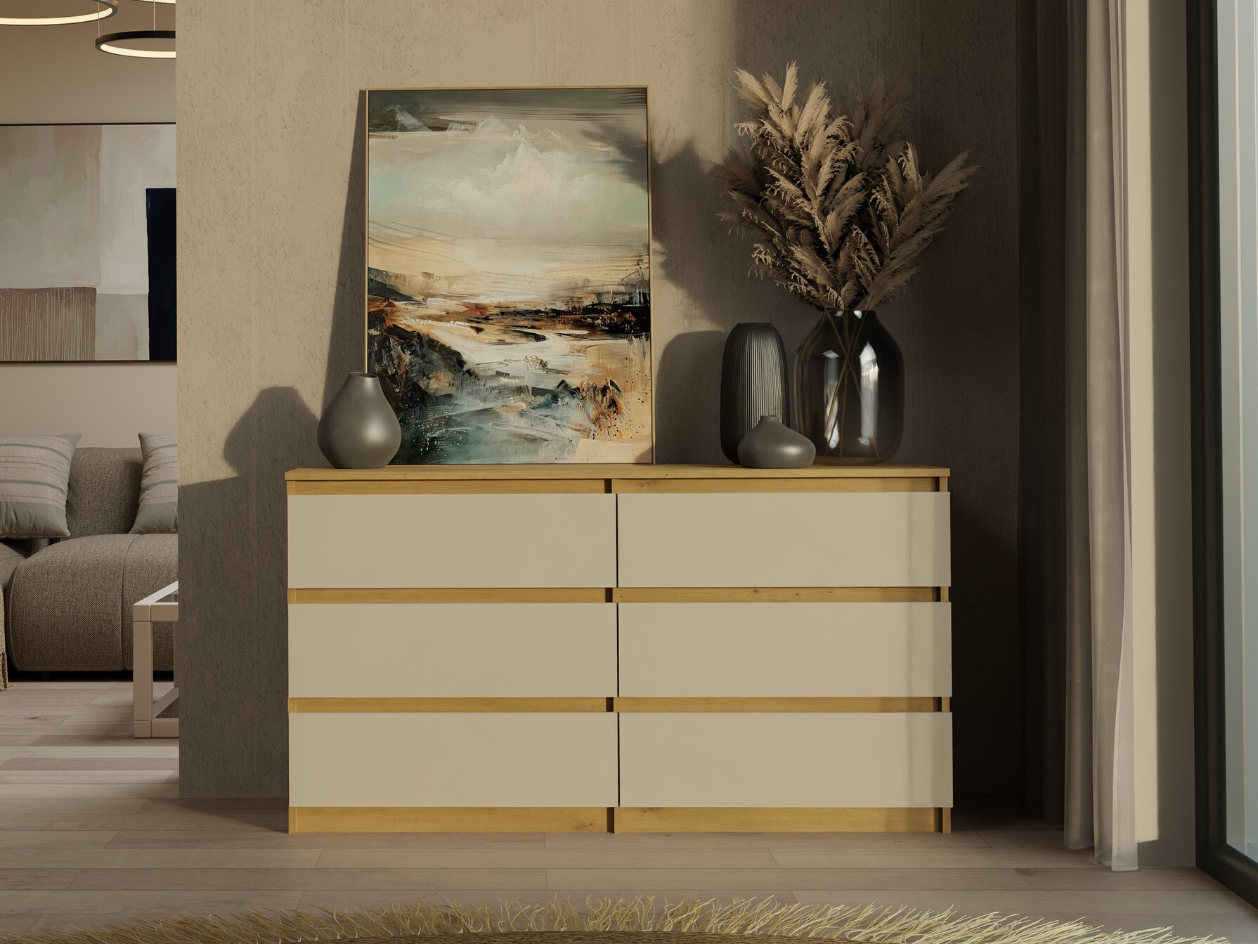 Komoda Elbvelu 102 (Zanatski hrast + Kašmir)