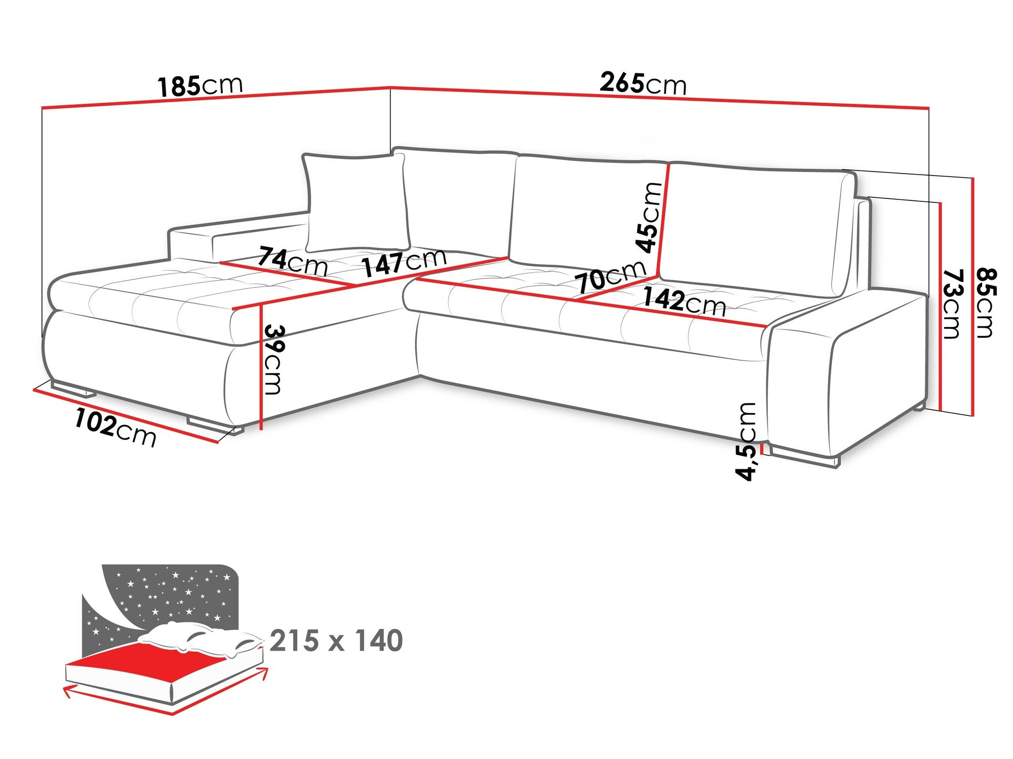Ugaona sofa Comfivo 112 (Soft 017 + Soul 17)