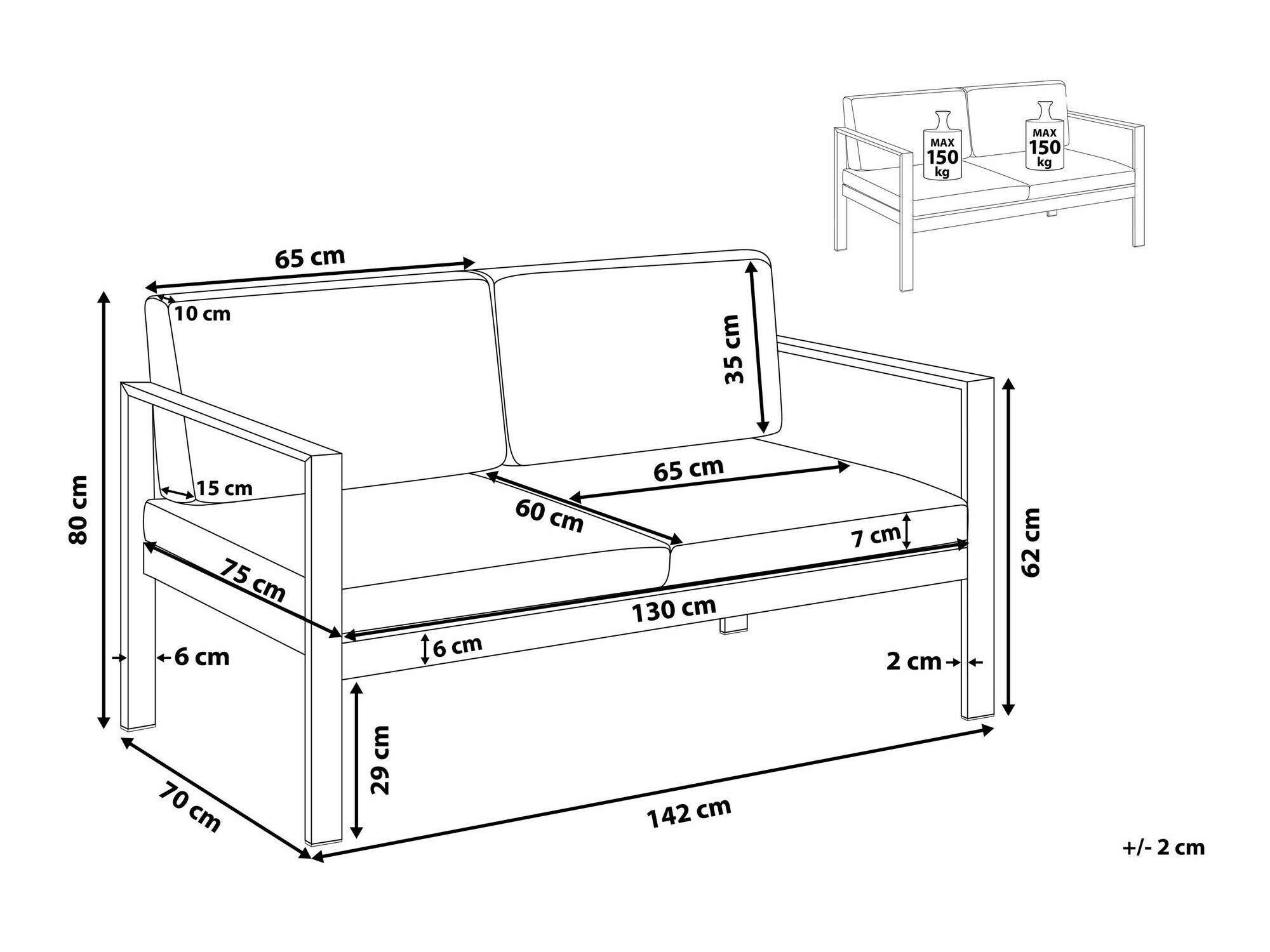 Baštenska sofa Berwyn 2581 (Svetloosiva)