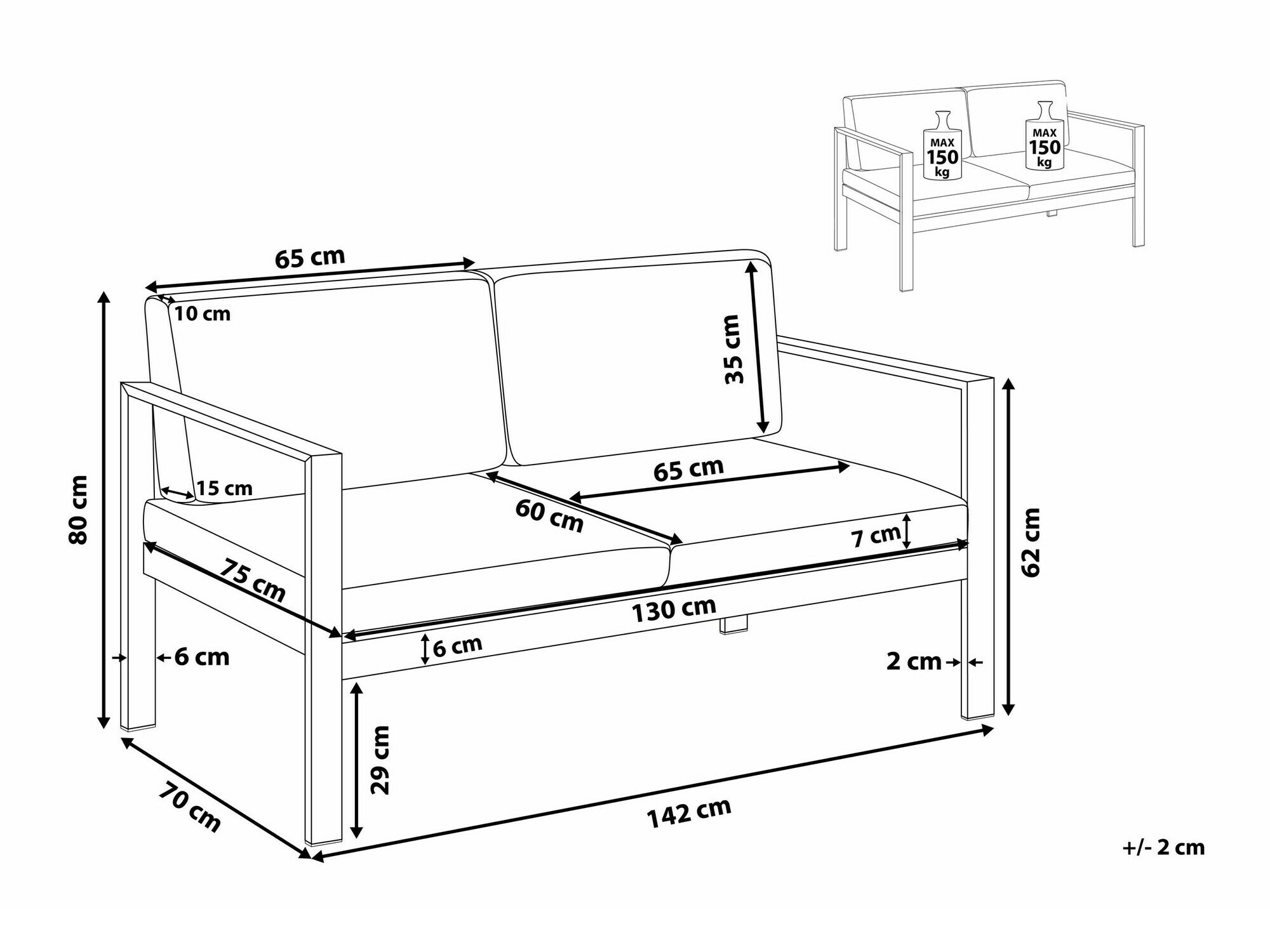 Baštenska sofa Berwyn 2581 (Tamnosiva)