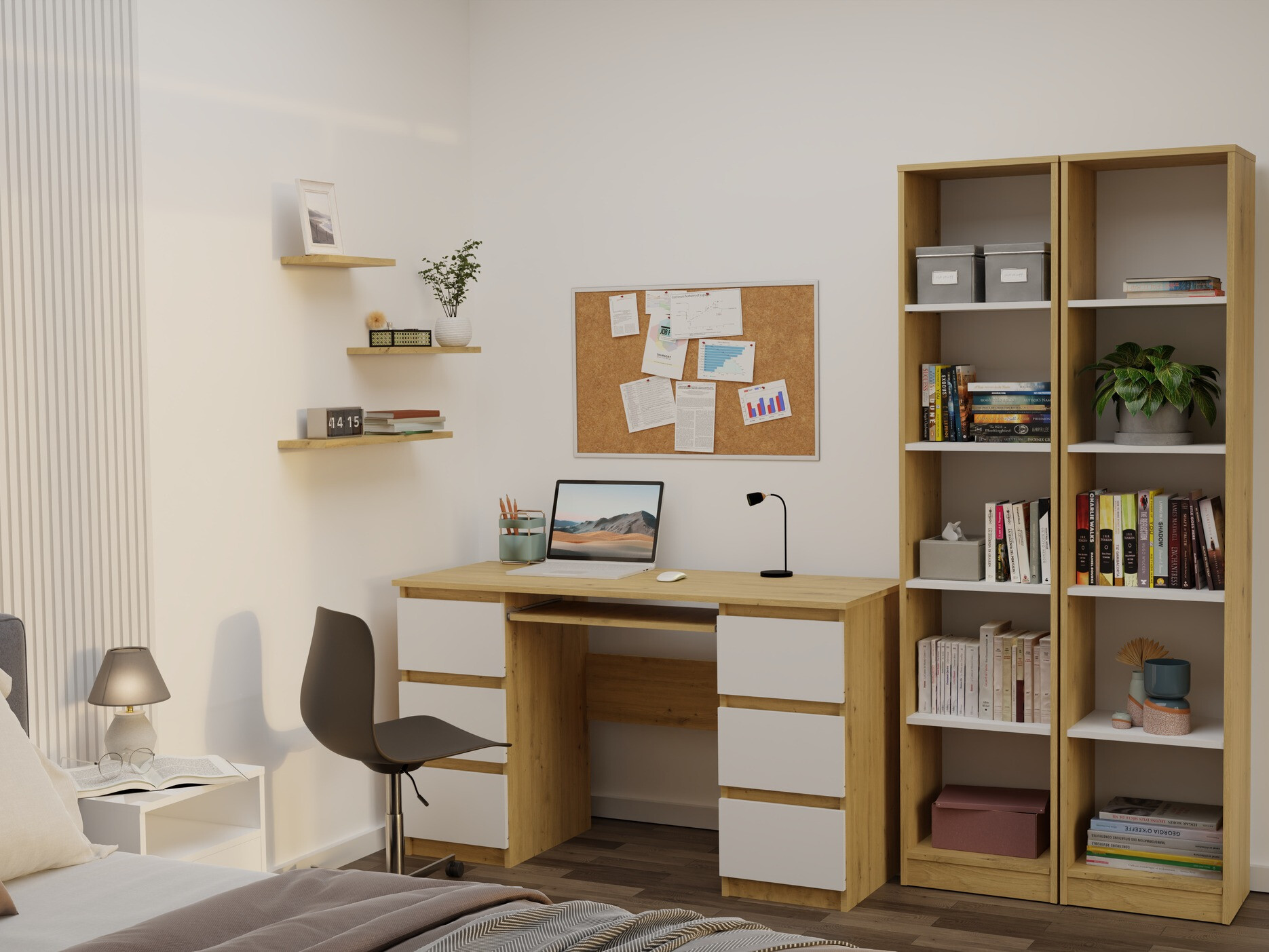 Polica Mandeville 183 (Zanatski hrast + Belo)