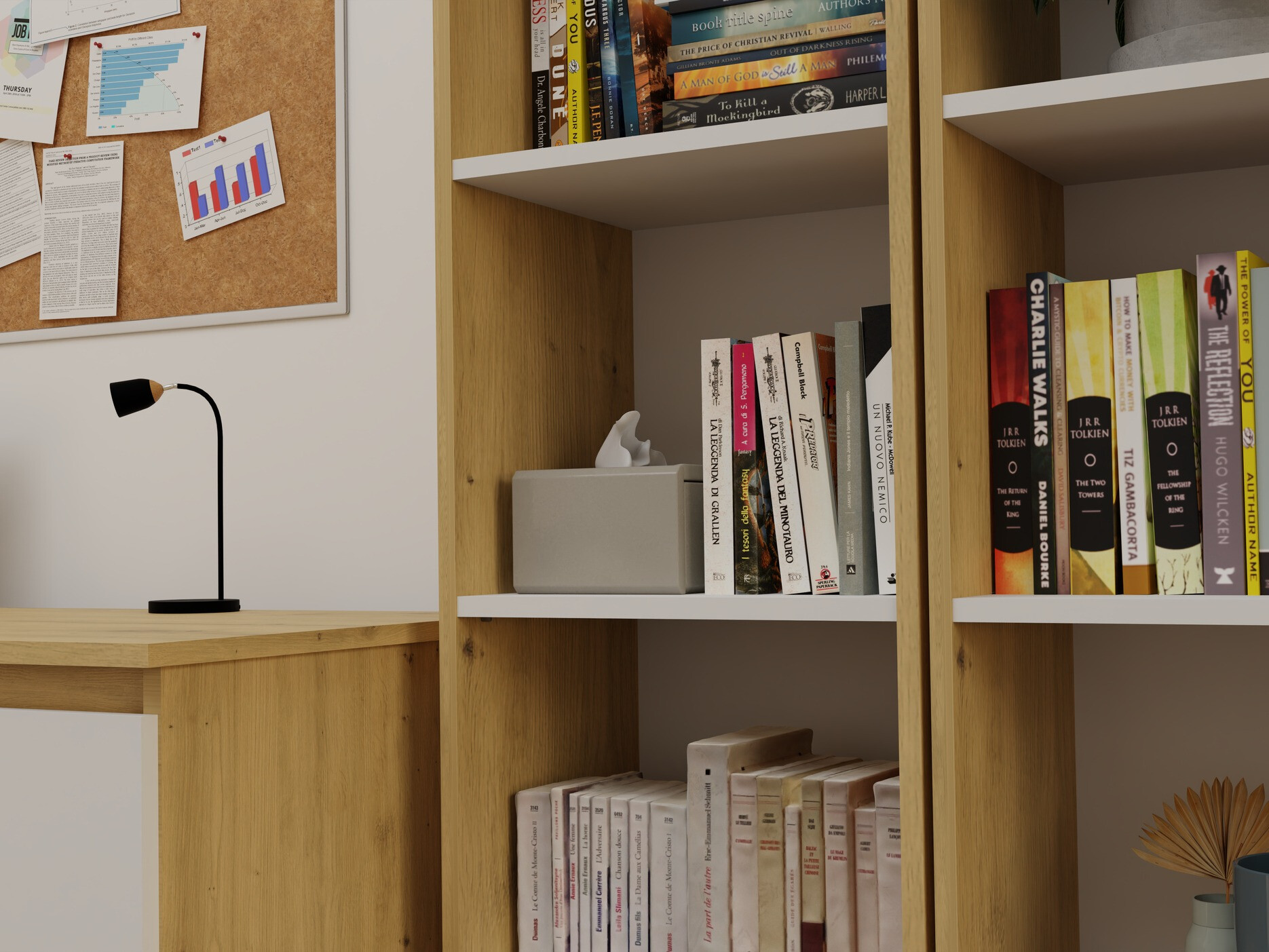 Polica Mandeville 183 (Zanatski hrast + Belo)