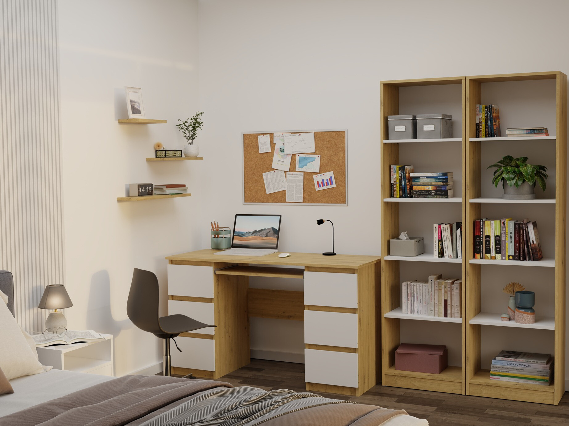 Polica Mandeville 188 (Zanatski hrast + Belo)