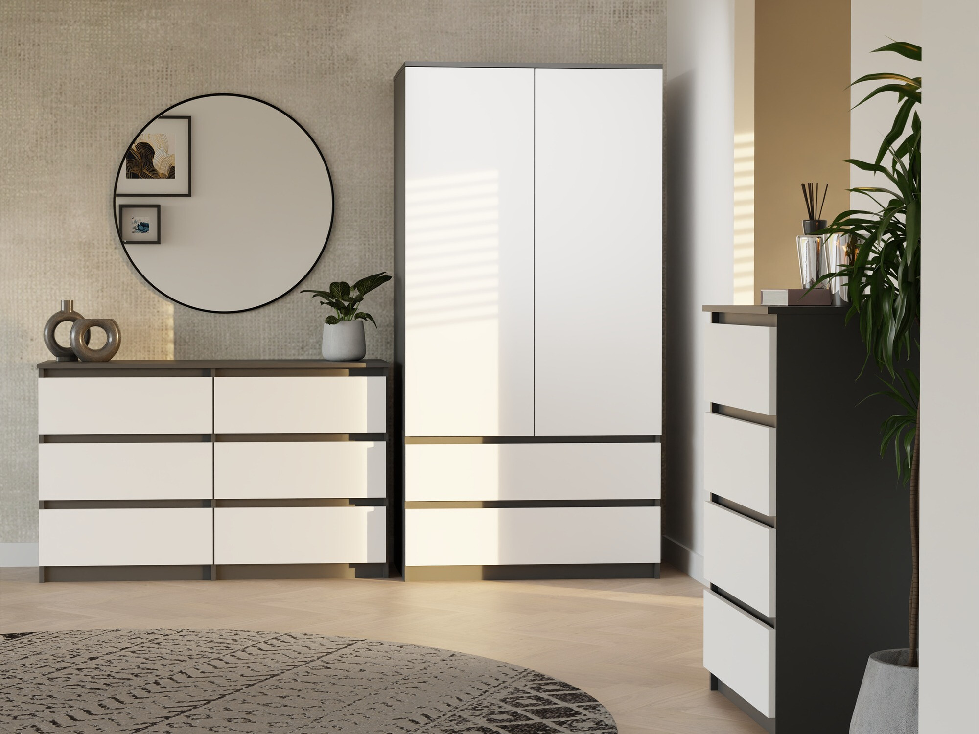 Komoda Elbvelu 103 (Antracit + Belo)