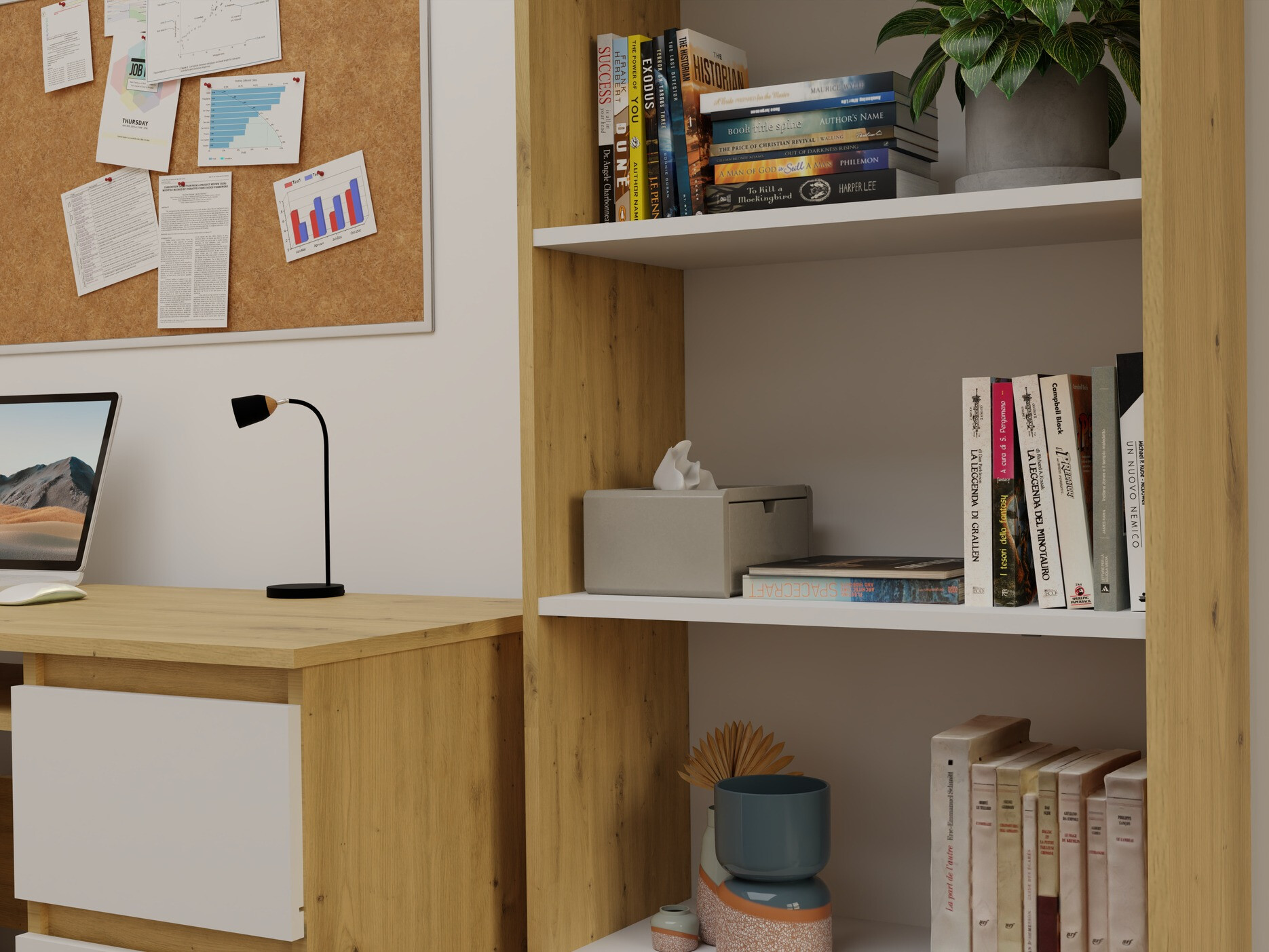 Polica Mandeville 191 (Zanatski hrast + Belo)