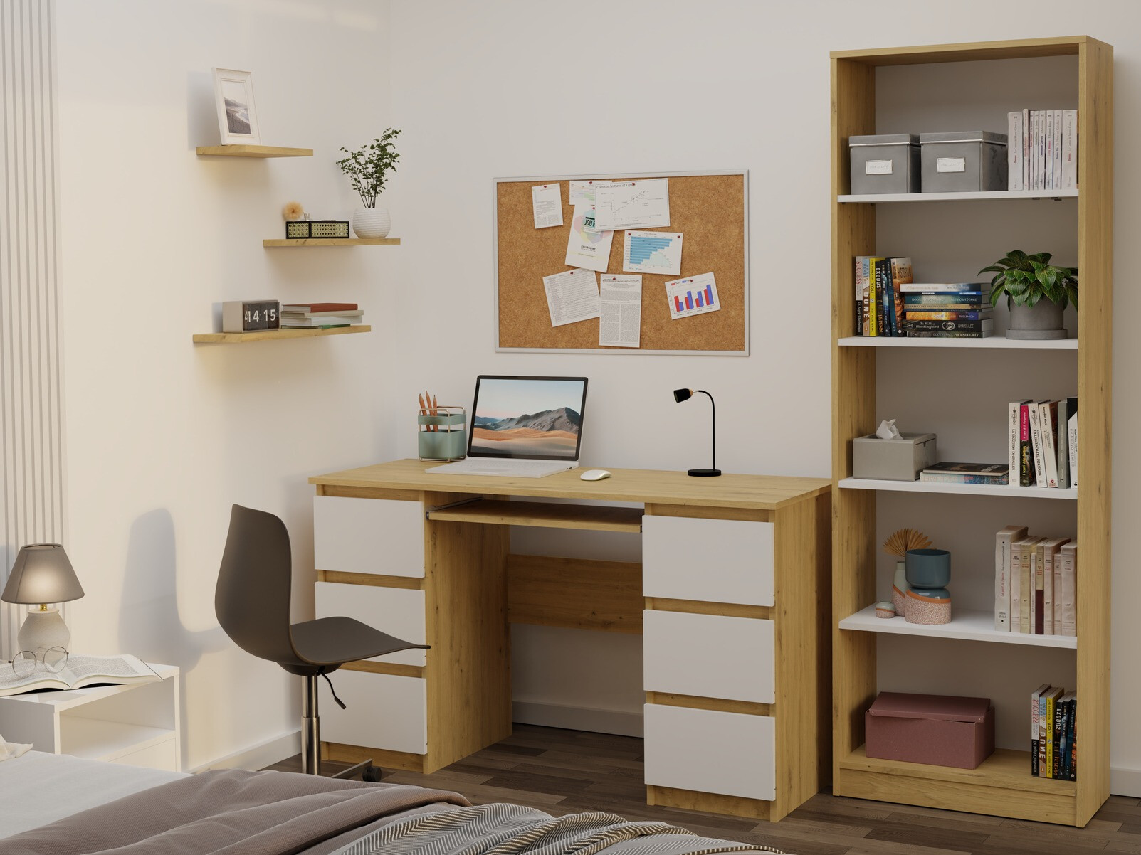 Polica Mandeville 191 (Zanatski hrast + Belo)