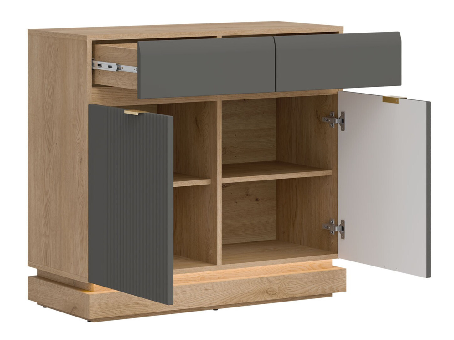 Komoda Teselbu 102 (Sivo + Hrast)