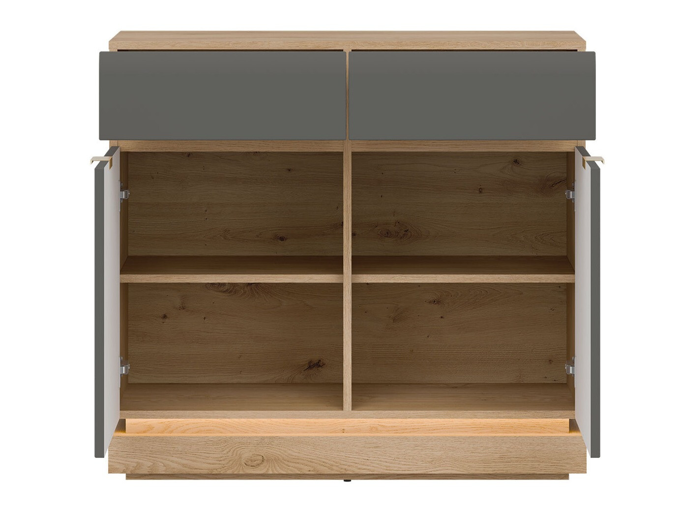 Komoda Teselbu 102 (Sivo + Hrast)