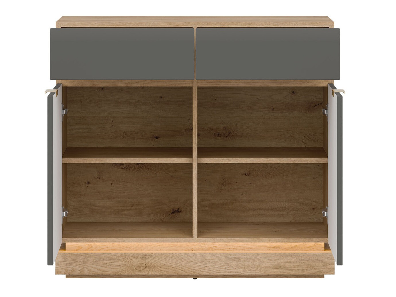 Komoda Teselbu 102 (Sivo + Hrast)