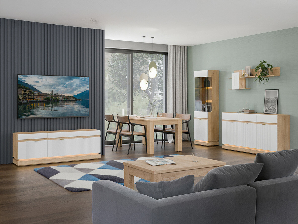 TV komoda Teselbu 100 (Belo + Hrast Toro)