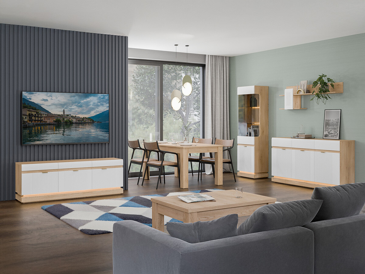 Komoda Teselbu 104 (Belo + Hrast)