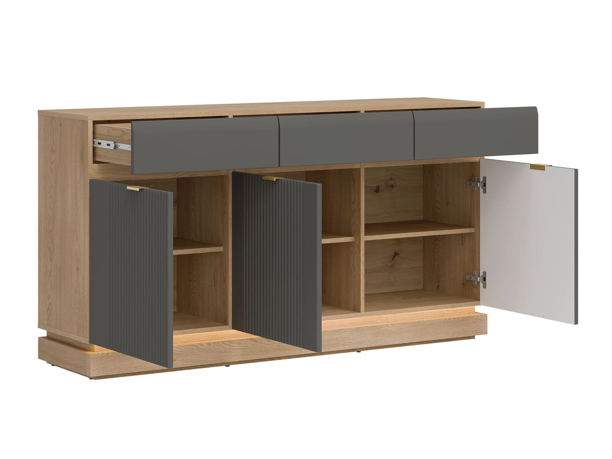 Komoda Teselbu 104 (Sivo + Hrast)