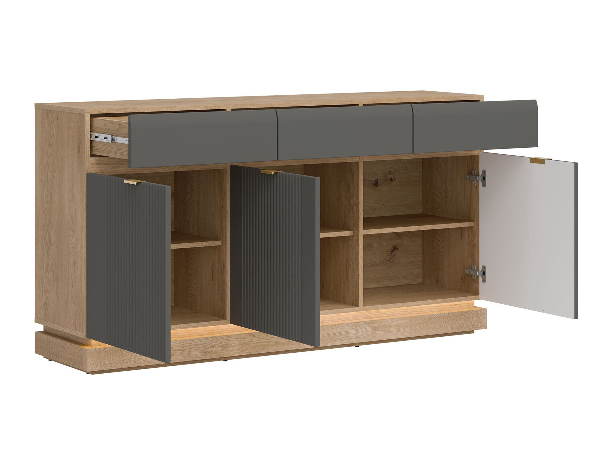 Komoda Teselbu 104 (Sivo + Hrast)
