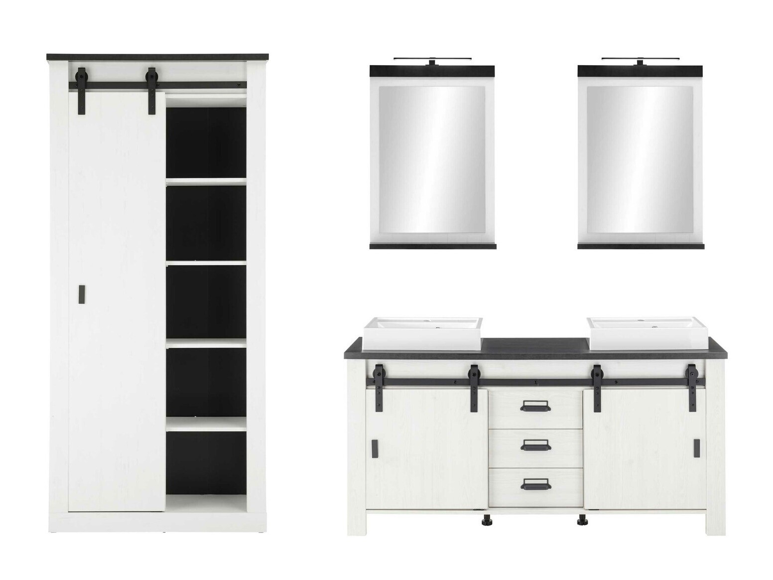 Set za kupatilo Cirtale 140 (Izbeljeni bor + Antracit)