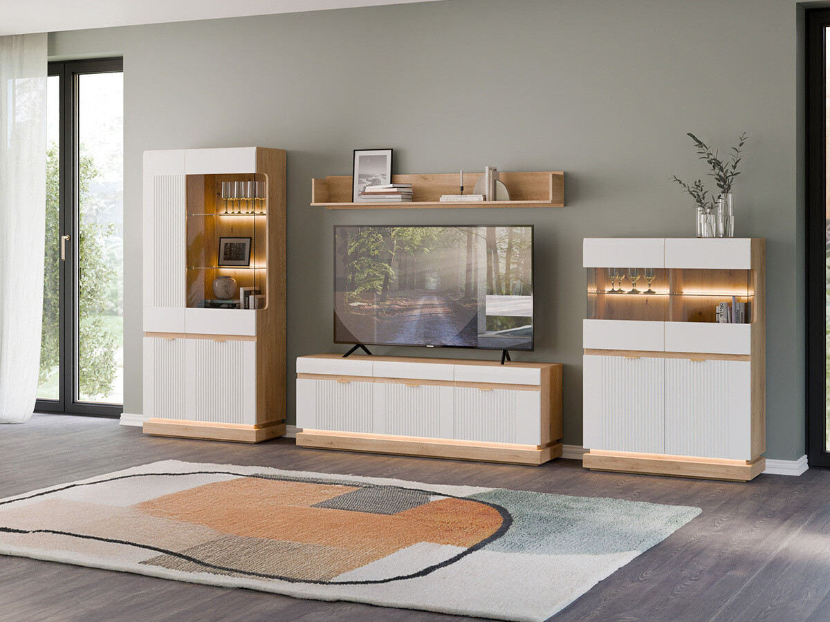 Set za dnevnu sobu Teselbu 116 (Belo + Hrast)