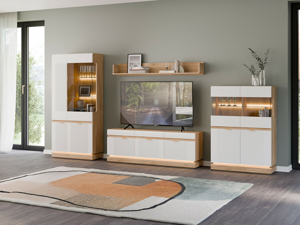 Set za dnevnu sobu Teselbu 116 (Belo + Hrast)