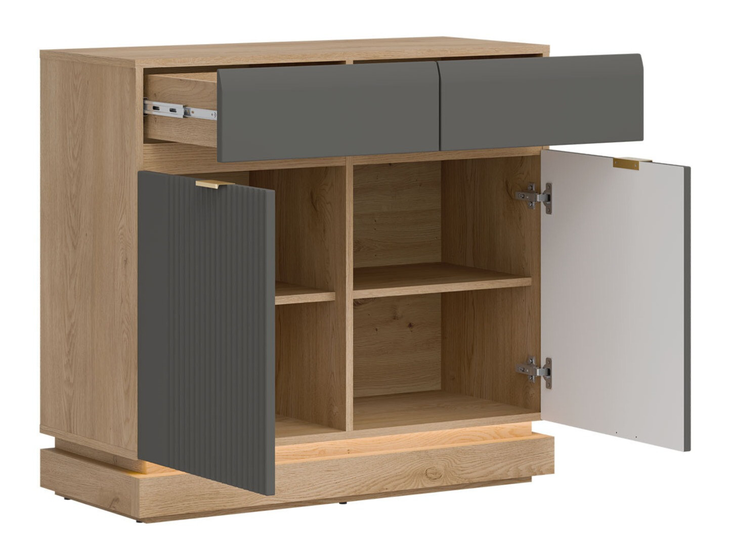 Set spavaća soba Teselbu 117 (Sivo + Hrast)