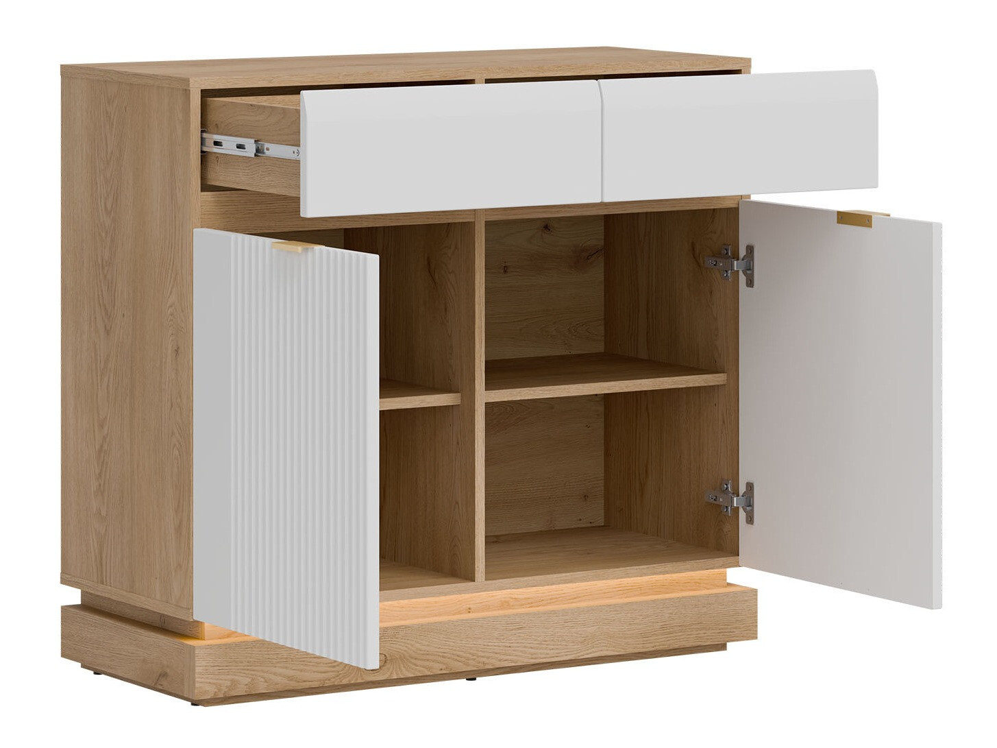 Set za dnevnu sobu Teselbu 116 (Belo + Hrast)
